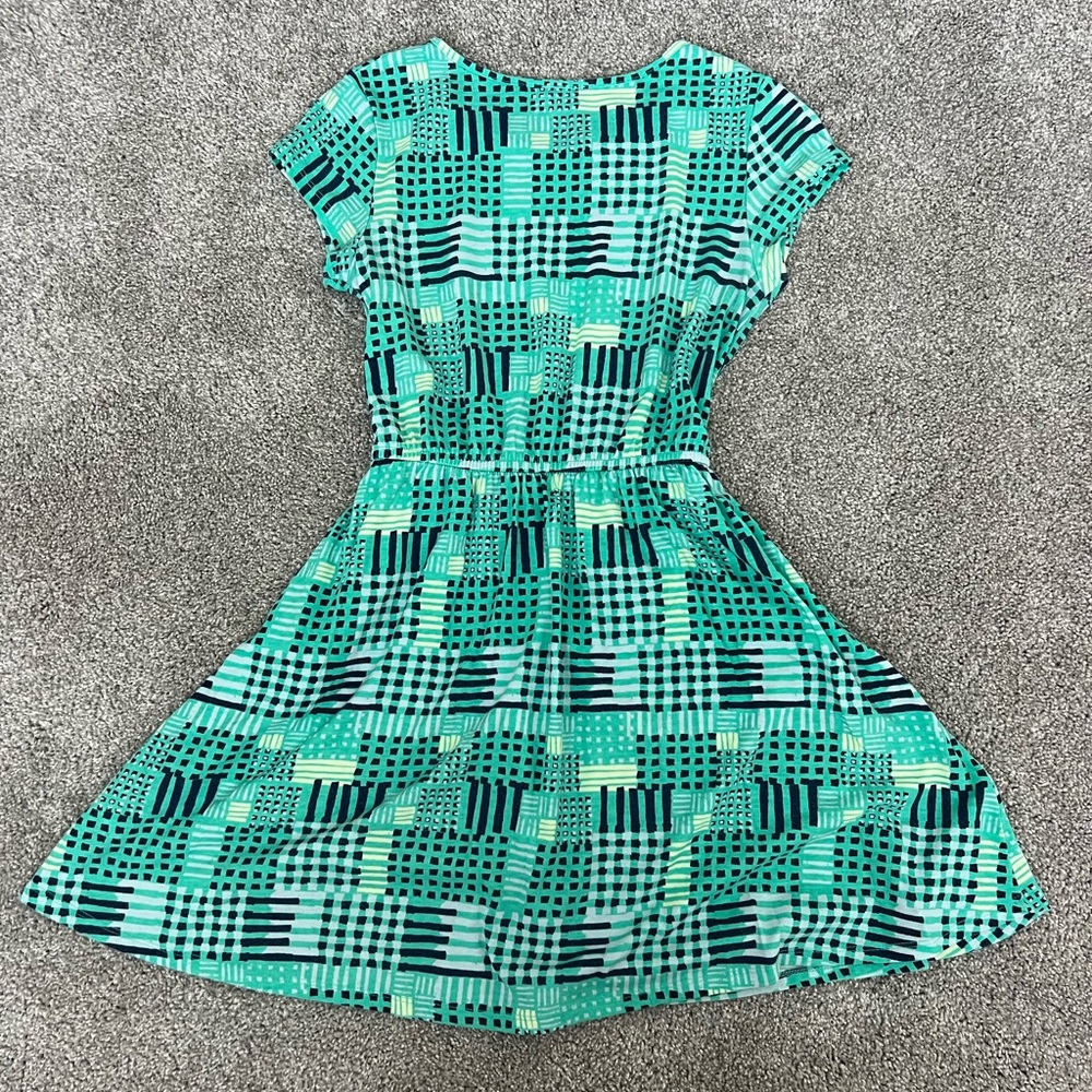 Cat & Jack Blue Green Patterned Girls L Dress With Pockets - Picture 2 of 4